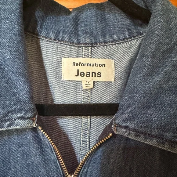 Size 12 Denim Reformation Jumpsuit - Picture 2 of 3